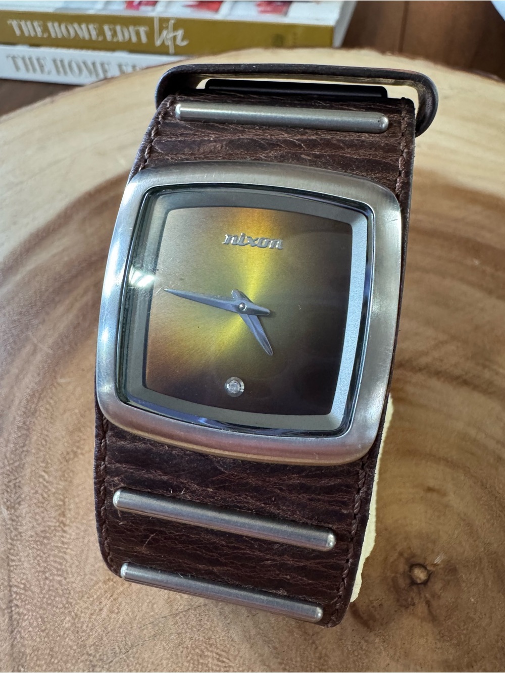 Nixon Brown Leather Men's Watch with Gradient Dial